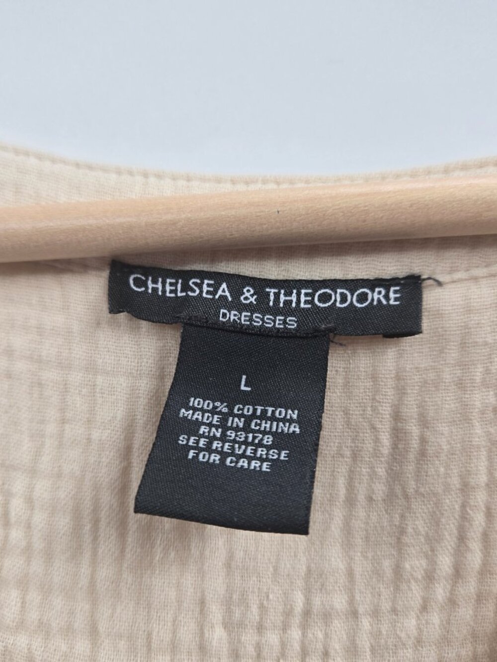 Chelsea & Theodore Cream 100% Cotton Gauze Button Down Midi Dress Size Large - Picture 11 of 14